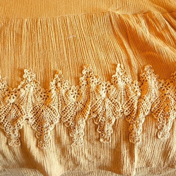 Taylor & Sage Mustard Yellow Embroidery Lace Detail Bell Sleeve Boho Blouse - Picture 5 of 7